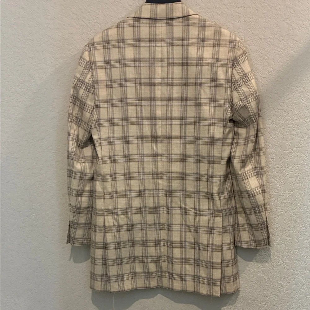 Murano Cream & Gray Plaid Men's Sport Coat - Picture 4 of 7